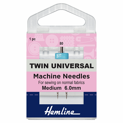 H110.60 Sewing Machine Needles: Twin Universal: 100/16, 6mm: 1 Piece 